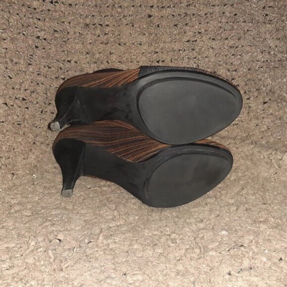 UN UNITED NUDE™ FOLD HI Booties-Black Orange Ombre Stripe-Sz 39-Excellent - Picture 7 of 7